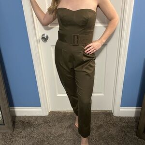 Trina Turk vintage Y2K brown jumpsuit strapless romper formal approx XS size 2